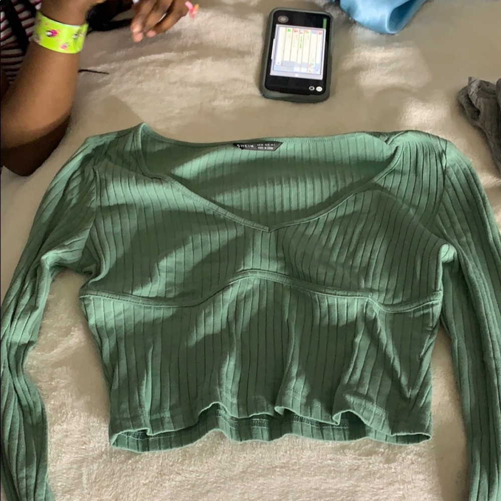 Army green crop top